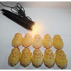 Vintage Santa Head Blow Mold Light Path Markers Yard Stakes Christmas Set Of 10